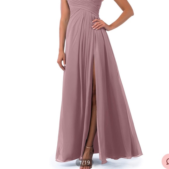 Azazie Strapless Blush Dress - Picture 2 of 6
